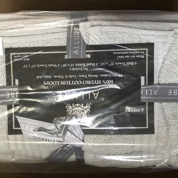 Allure Silver Gray 6-piece Bath Towel Set New - Picture 2 of 8